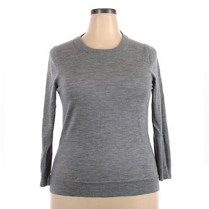 J.Crew Classic Fit Crew Neck Tippi Sweater 100% Merino Wool, XXL (US18) in Grey
